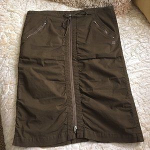 SONIA by Sonia Rykiel Ruched Khaki Zip Front Skirt